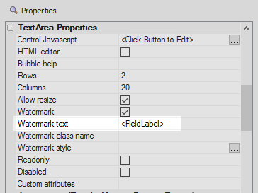 Setting the Watermark text to replicate the textarea label